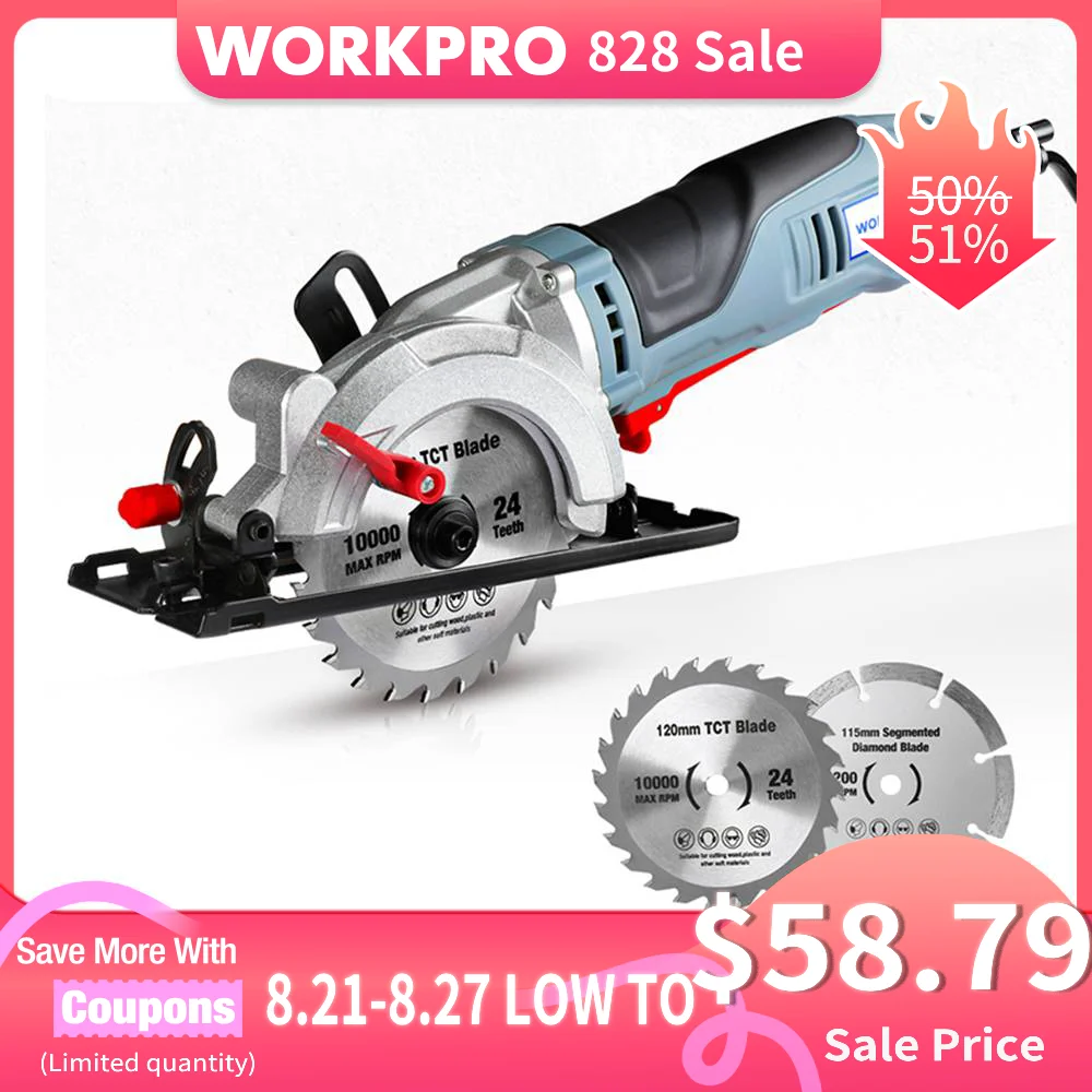 750W WORKPRO Electric Mini Circular Saw Multifunctional Elec