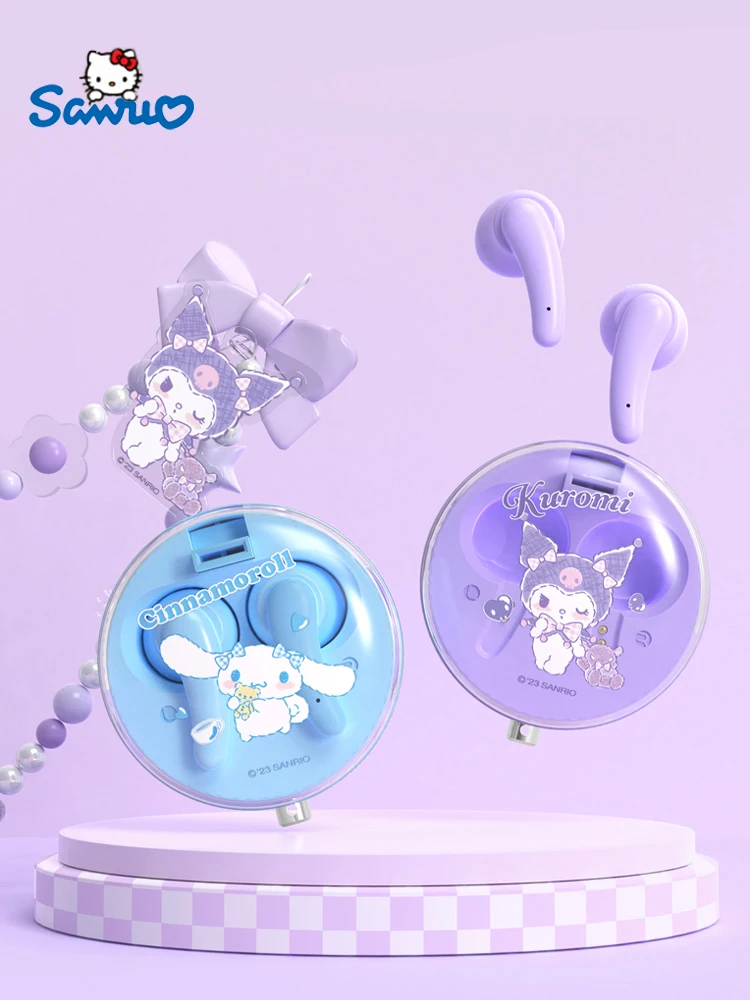 

Браслет Sanrio, Bluetooth-гарнитура Kawaii Cinnamoroll My Melody, Мультяшные настоящие беспроводные наушники Kuromi, музыкальные Игровые наушники, подарки