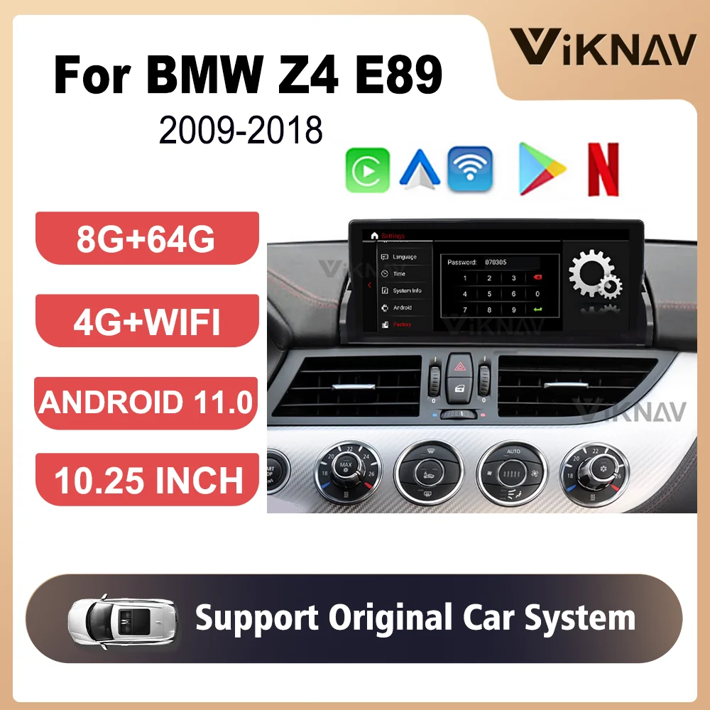 

Автомобильное радио 8 + 128 ГБ Android 11 для BMW Z4 E89 2009-2018 задний вид 1080P HD навигация GPS оригинальная автомобильная функция DVD мультимедиа