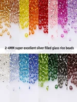 2 4mm super excellent silver filled glass rice beads diy manual beading embroidered hairpin tassel material package