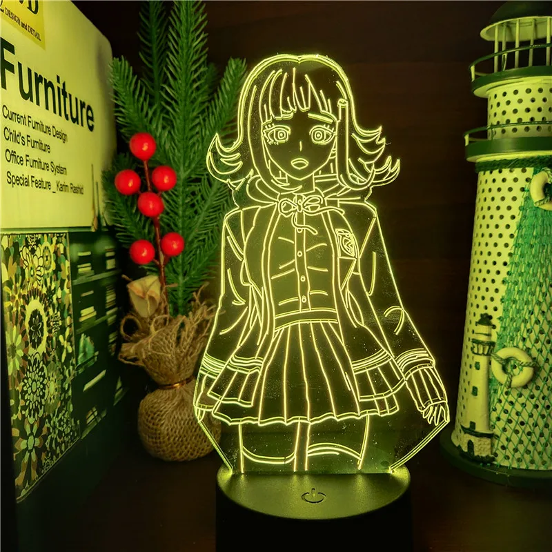 Anime Figure Danganronpa Chiaki Nanami Night Lights LED Lamp 3D Action Figure Children Toys Lighting Visual Kids Gift Decor Home