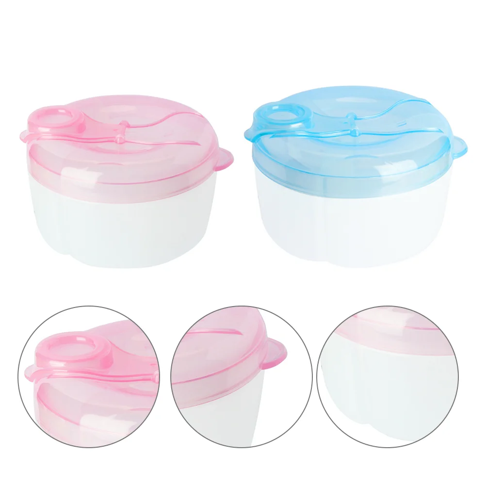 

2Pcs Three-Compartment Baby Box Powder Dispenser Infant Formula Container