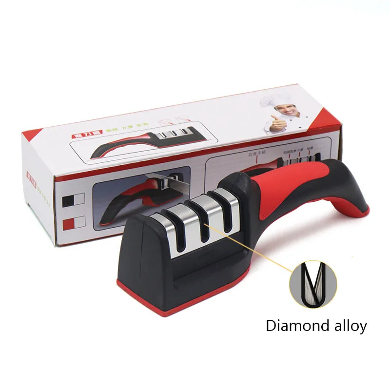 

Knife Sharpener Household Quick Safe Whetstone Diamond Coated Sharpening Kitchen Gadget Accessories Scissors 3-Stage Sharpener