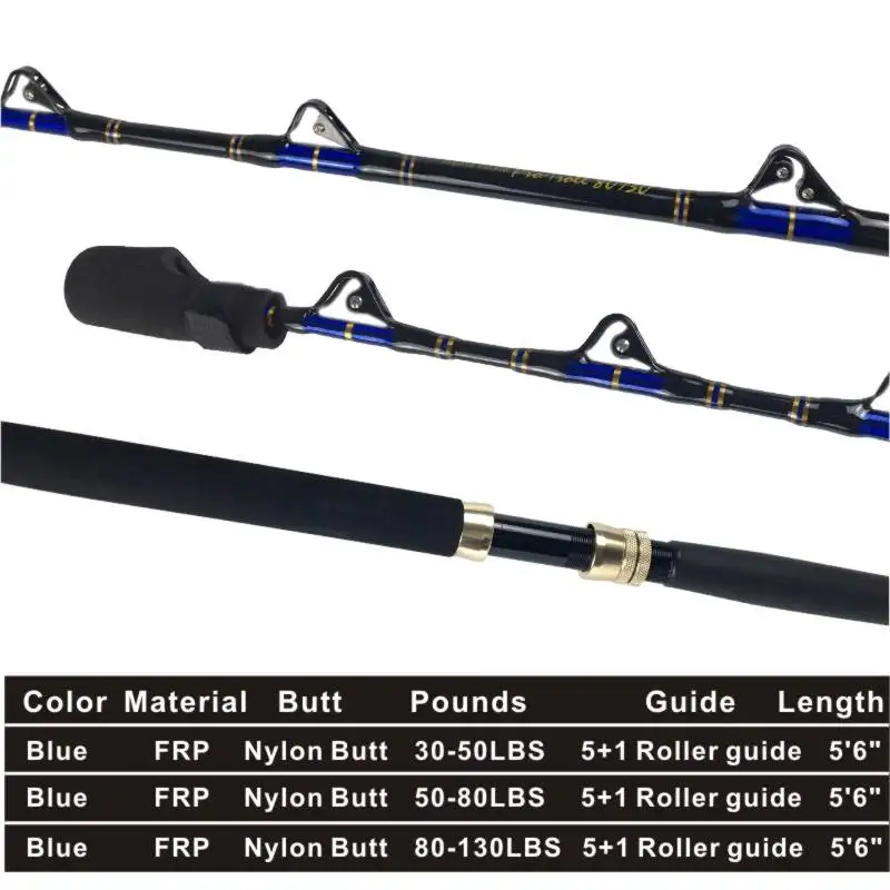 ORJD Seaboat Fishing Trolling Rod Single Section 180cm 30-50lbs 50-80lbs 80-130lbs 6 Guides Big Game Rod FRP Sea Boat Rod enlarge