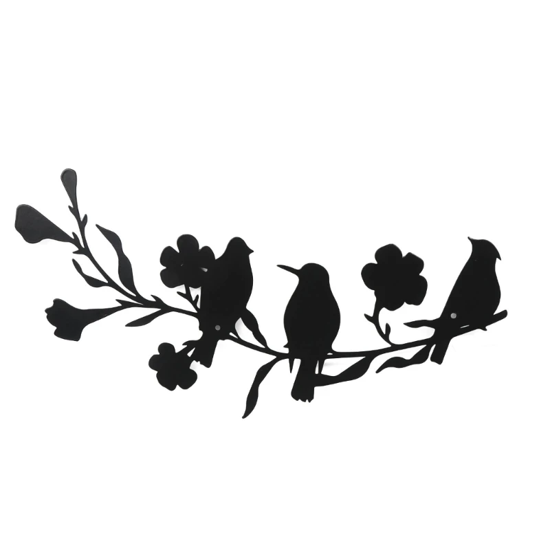 

Metal Bird Branch Sign Wrought Iron Decor Ornament Outdoor Garden Yard Decor