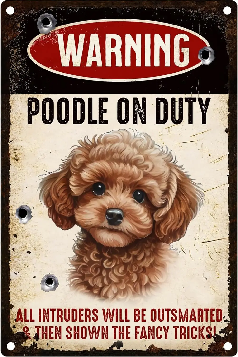 Пудель Добро пожаловать Sgn для декора входной двери — забавный Metl Tn 8x12 n