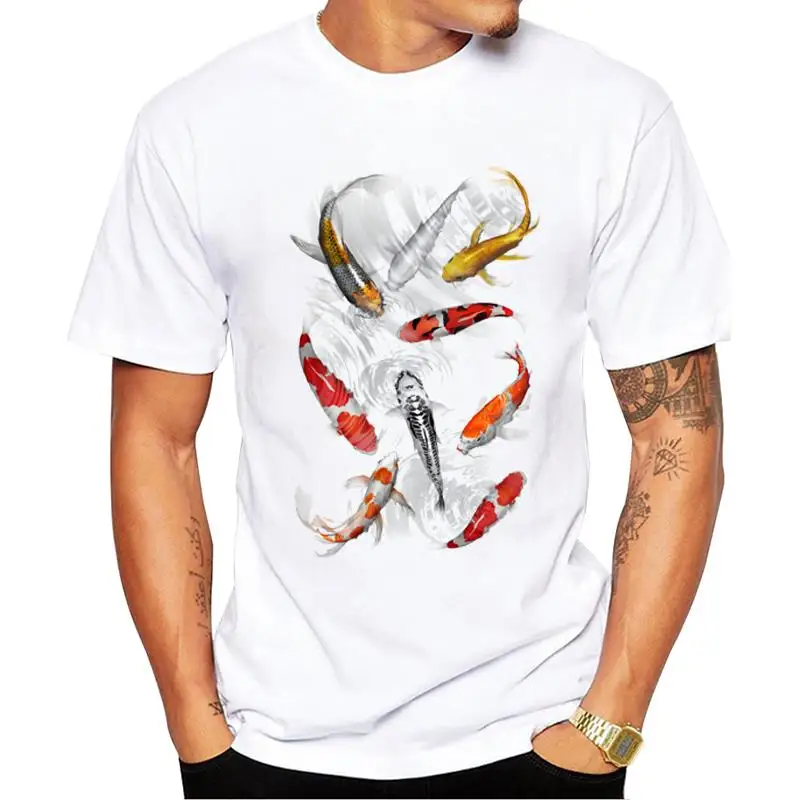 

FPACE Newest Koi Fish Printed Men T-Shirt Short Sleeve Summer Tshirts Casual Tops Funny Tees
