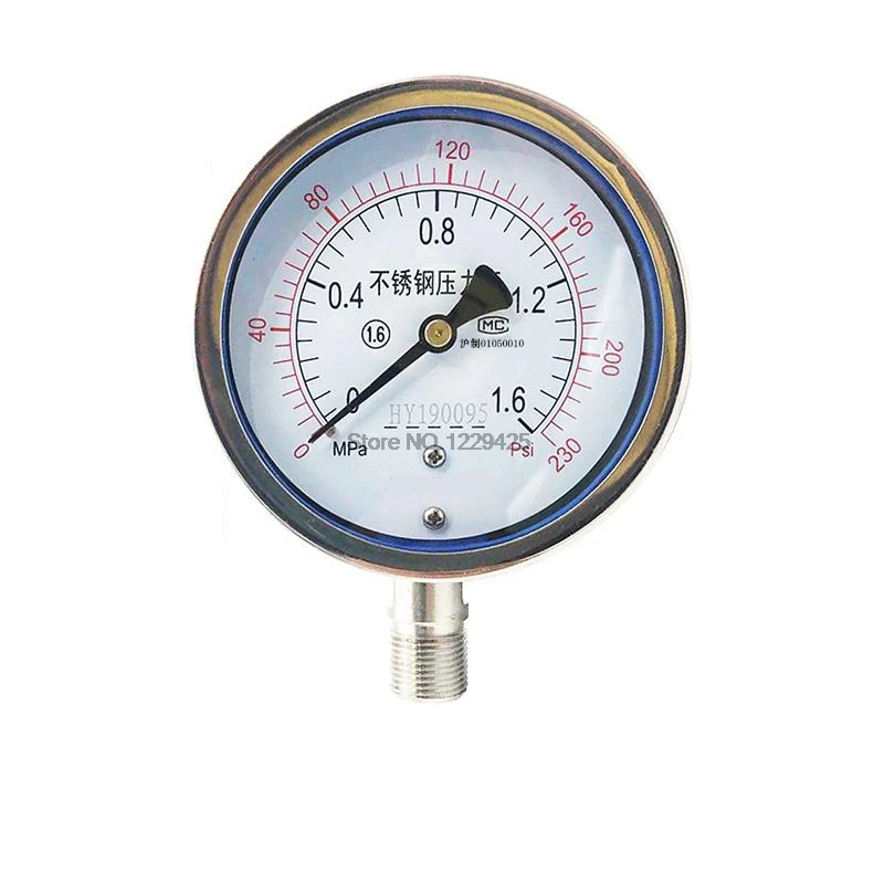 

Stainless Steel Pressure Gauge Y100BF M14*1.5 High Temperature Resistance for Ammonia