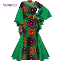 2022 robe africaine femme women african dress flare sleeve patchwork dashiki mermaid dresses party african clothing wy9957