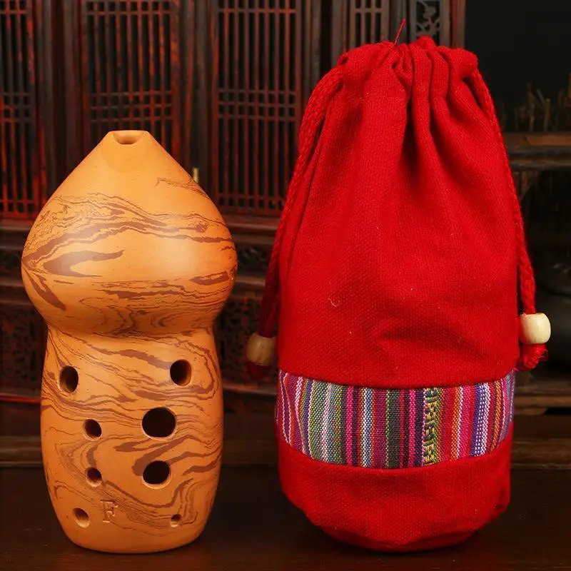 

Creative Ten-Hole Double Cavity Gourd Xun F/g-Key Style Musical Instrument with Lanyard Music Score for Music Lover and Beginner