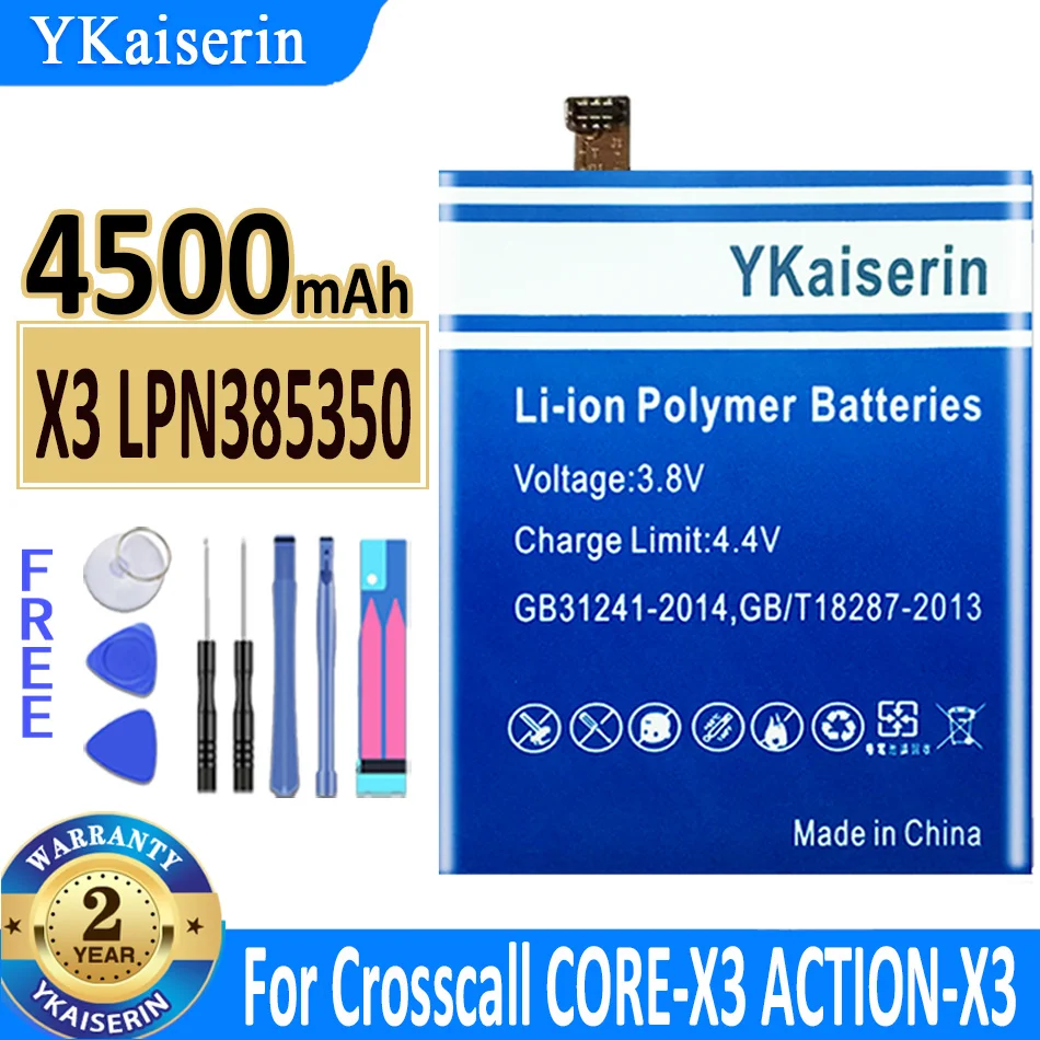 

YKaiserin Battery X 3 4500mAh For Crosscall CORE-X3 ACTION-X3 Cell Phone For CROSSCALL TREKKER X3 Battery Bateria