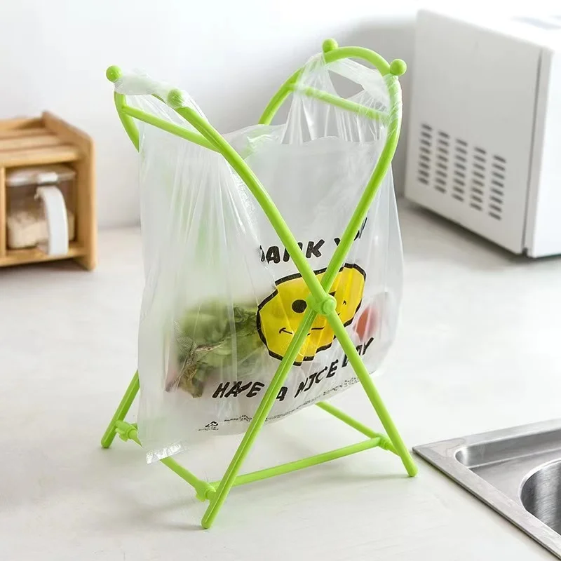 

Foldable Garbage Bag Rack Plastic X-type Folding Trash Can Trash Bag Holder Hanging Stand Home Kitchen Storage Rack