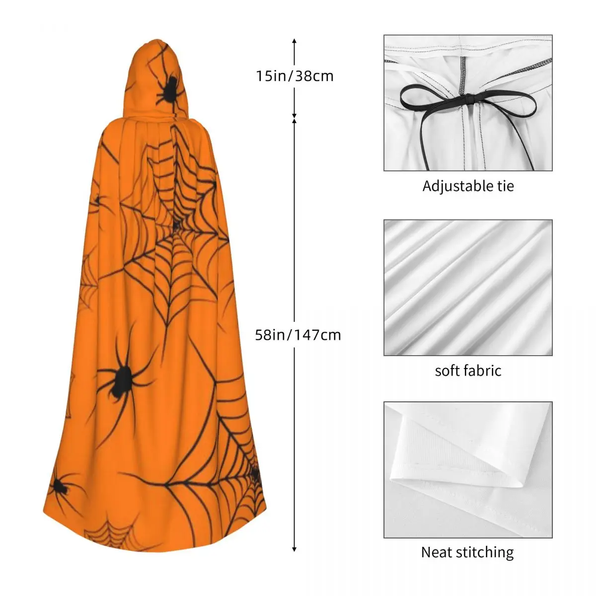 Унисекс плащ с капюшоном Cobweb и пауки из полиэстера