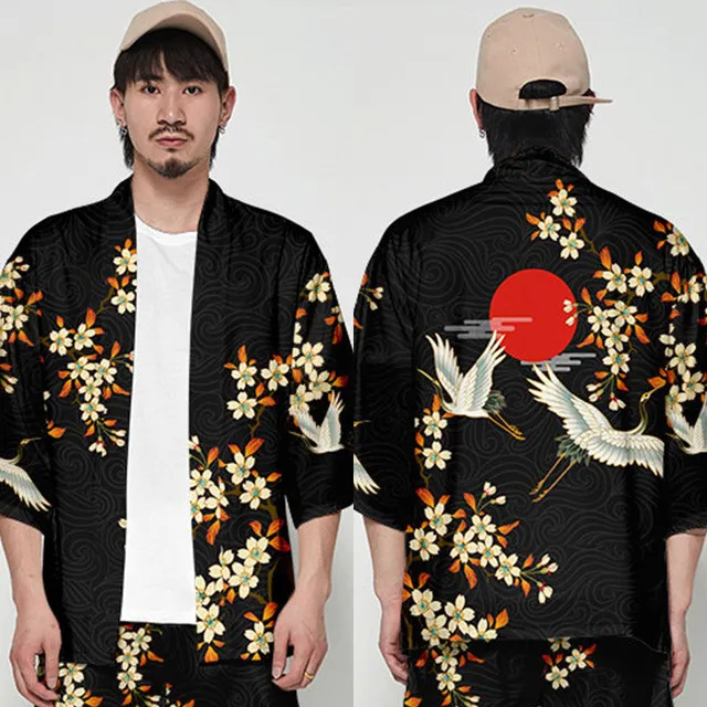 

Plus Size XXS-6XL 5XL 4XL Red Crane Print Loose Japanese Kimono Cardigan Women Men Cosplay Tops Blouse Yukata Clothing Tops