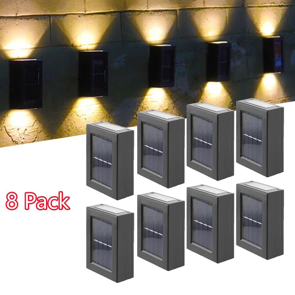 

8 Pack LED Solar Lights for Garden Decoration Waterproof Outdoor Landscape Solar Fence Wall Lamp Patio Yard Path Walkway Lights