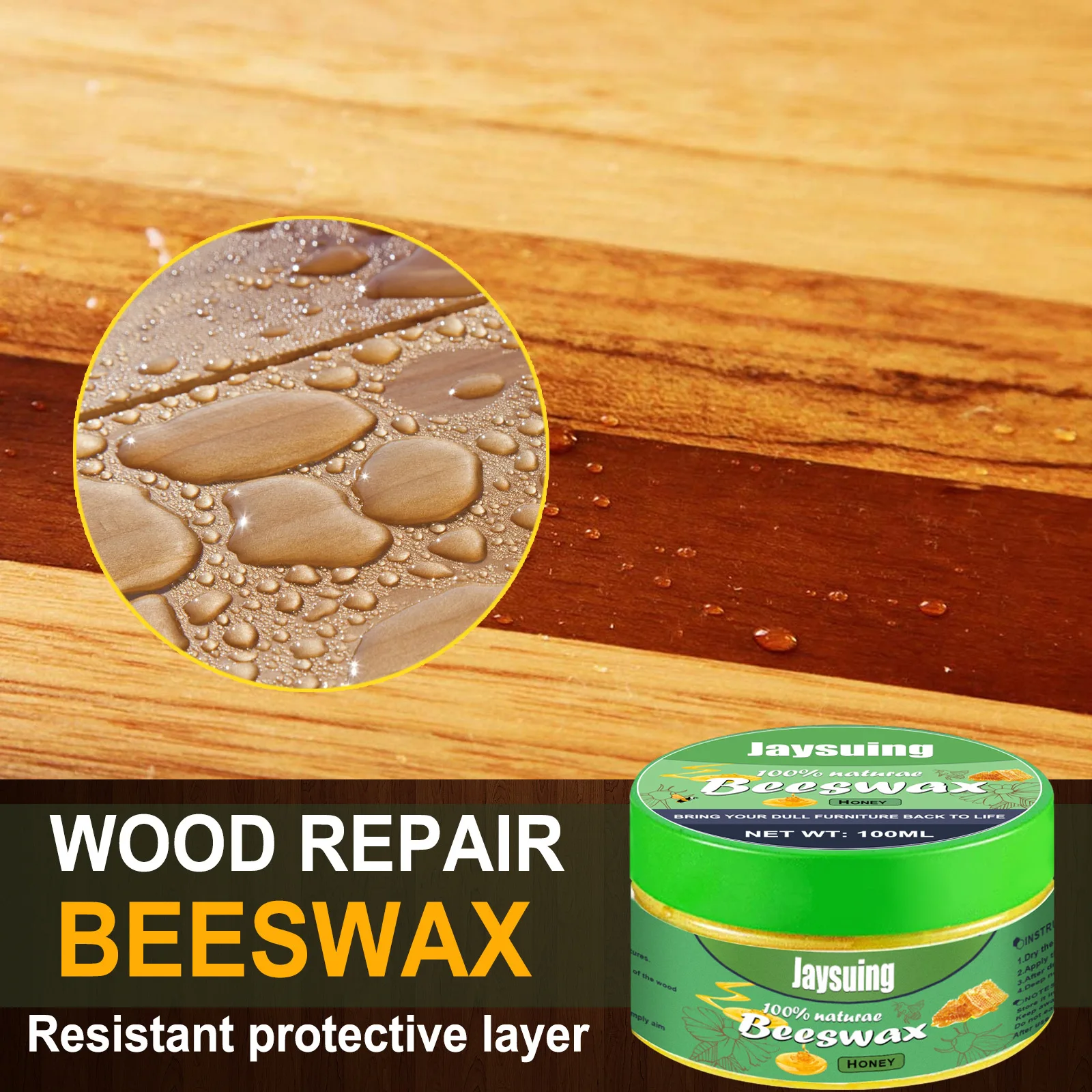 Jaysuing Wooden Scratch Repair Beeswax Maintenance Slight Scratch Repair Solid Wood Floor Furniture Waxing