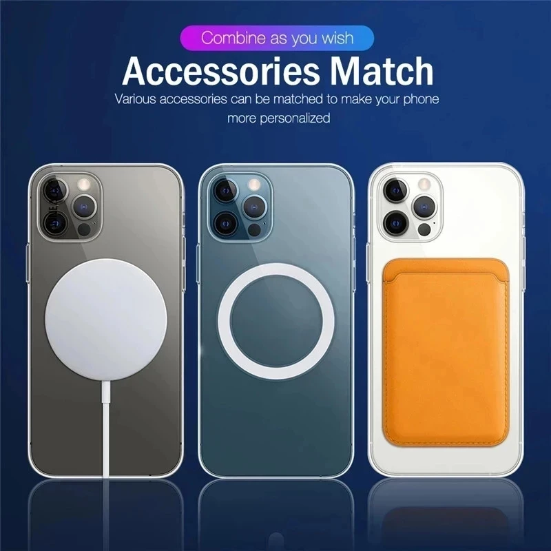 for magsafe magnetic card holder case for iphone 13 11 12 pro max mini leather wallet cover xr xs max card phone bag adsorption free global shipping