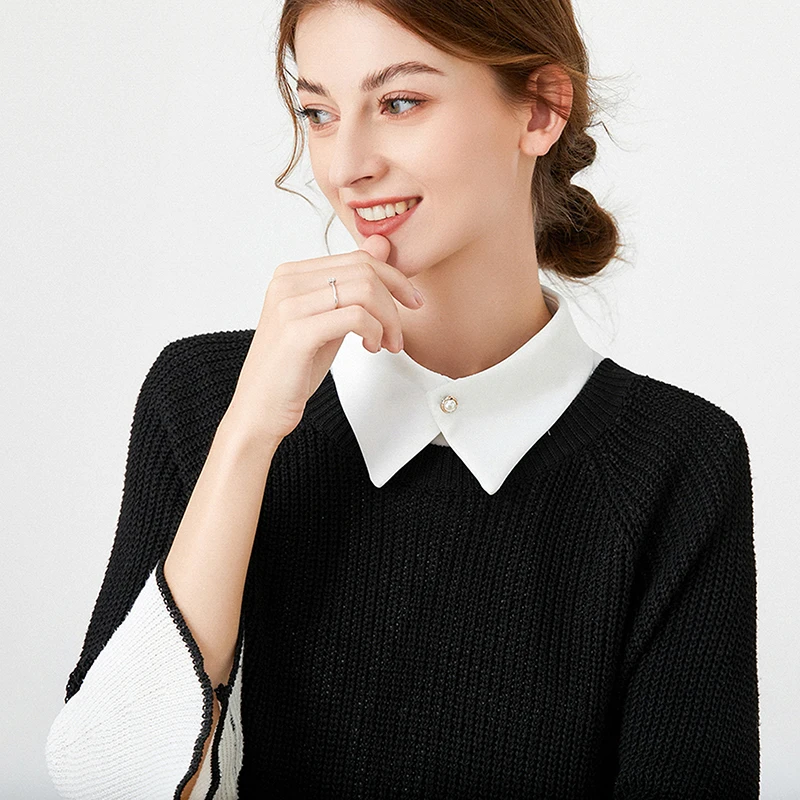 

Women False Collars Girls Autumn Lapel Blouse Tops Fake Collar Detachable Blouse Half Shirts Fashion Sweater Collars