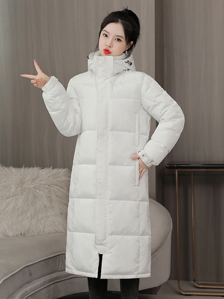 

2022 New Winter Women EX-long Parkas Jackets Casual Solid Thick Super Warm Hooded Coat Female Winter Outwear loose Jacket parkas