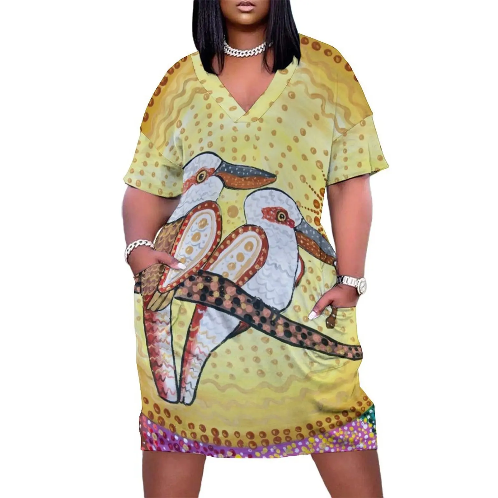 Goo-Goor-Gaga the Kookaburra 2 свободное платье с карманами платья длинными рукавами женское