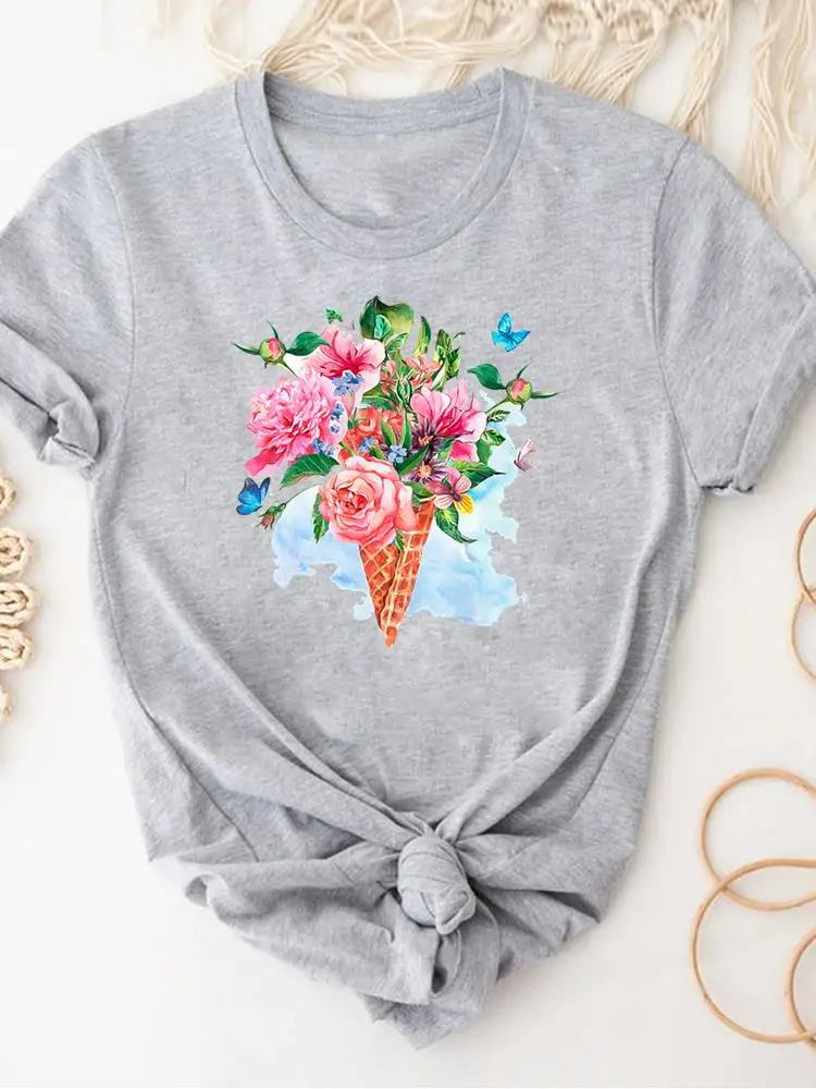

Женская футболка с коротким рукавом, летняя футболка с цветочным принтом в стиле 90-х