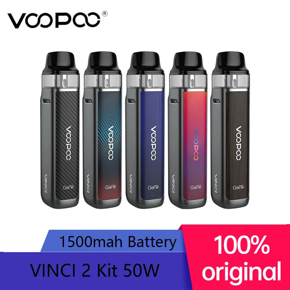 

Оригинальный комплект VOOPOO VINCI 2 50 Вт Pod Vape 1500 мАч аккумулятор 6,5 мл картридж подходит для катушек PnP электронная сигарета испаритель Smok Kit