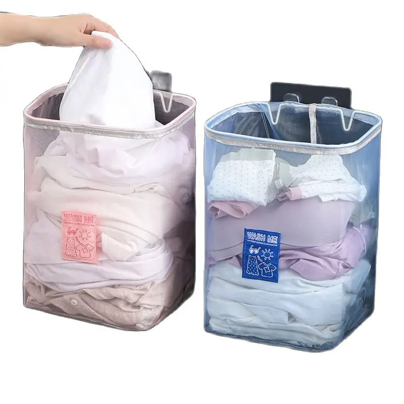 Dirty Clothes Basket Foldable Storage Basket Household Wall-mounted Laundry Room Dirty Clothes Basket Storage Box  Organization