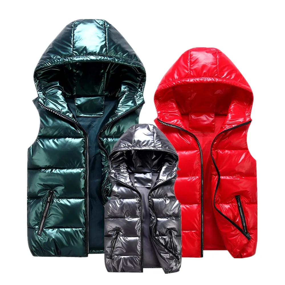 

Parent-Child Matching Outfits Shiny Fashion Vest Kids Casual Sleeveless Jacket For Teen Boy Girl 100-185 CM Children's Waistcoat