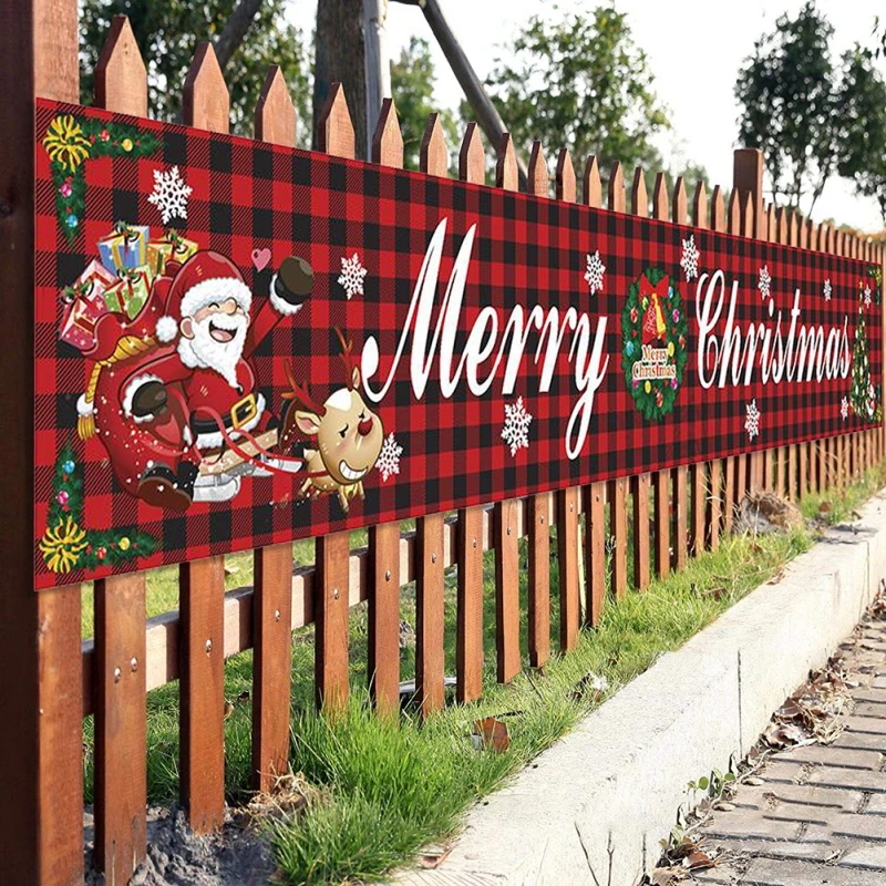 

Christmas Yard Flag Decorations Colourful Christmas Fence Decorations Party Wall Banners Outdoor Patio Decorations For Holidays
