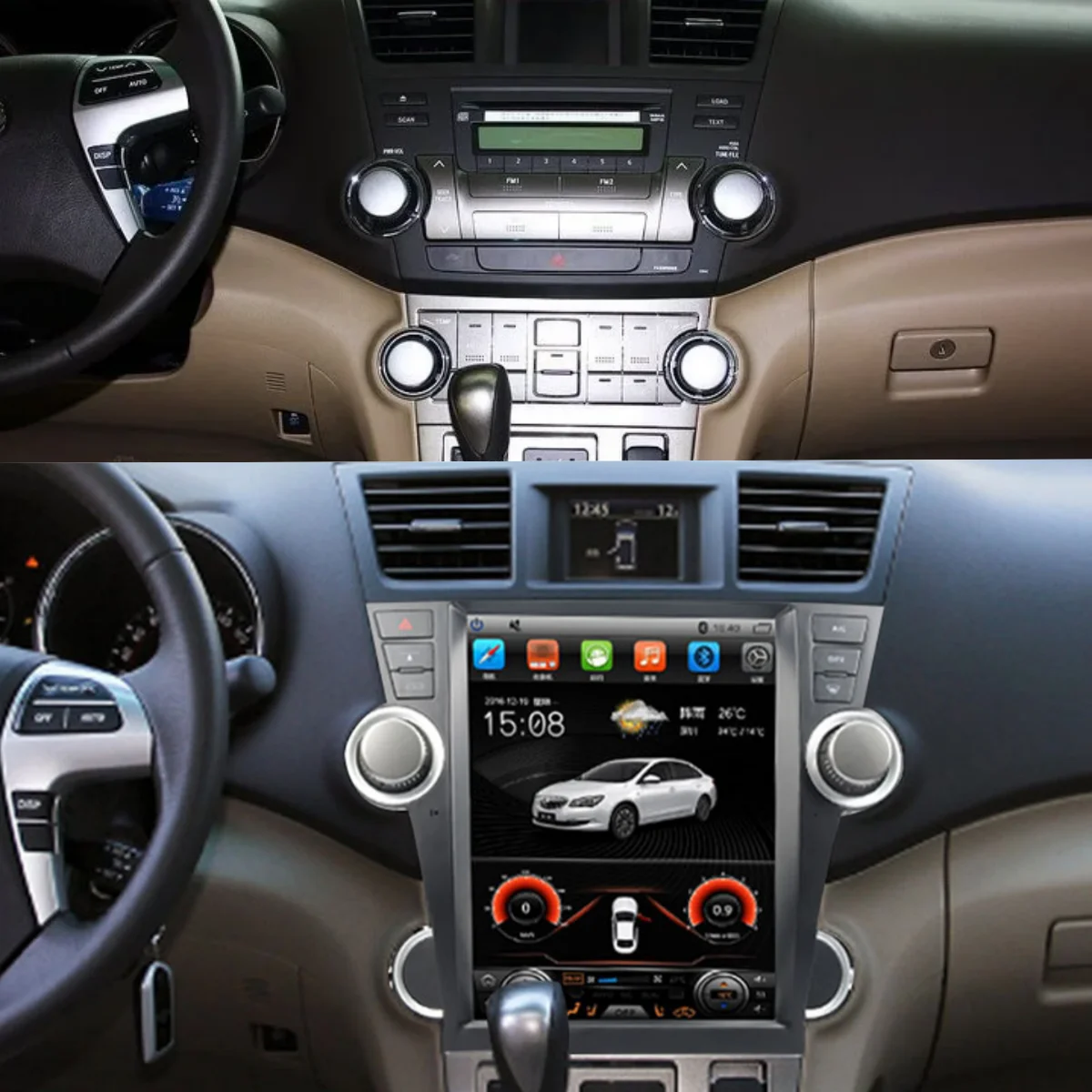 256G Carplay Android автомобильный радиоприемник 2 Din стереоприемник для Toyota Highlander 2009 2010 2011