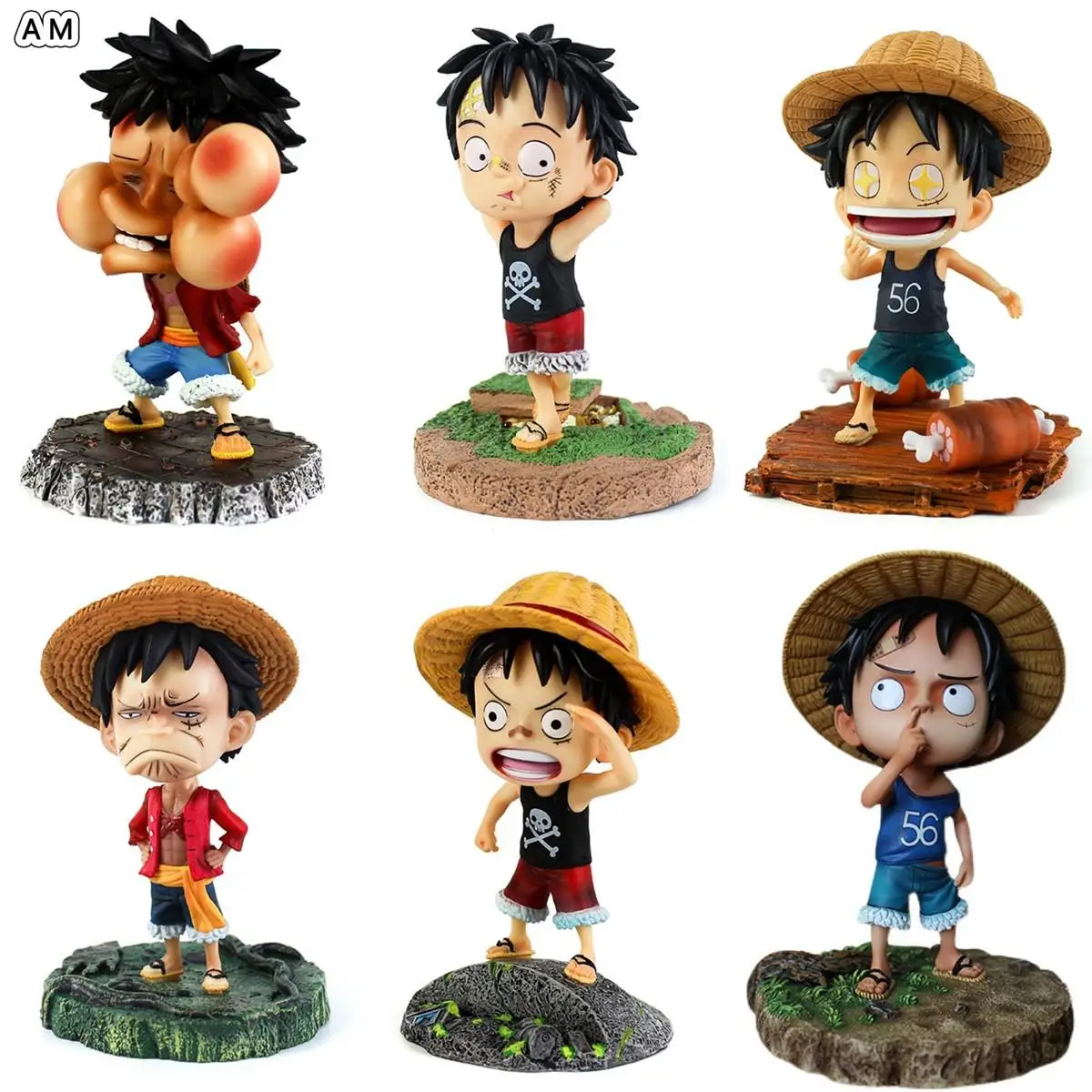 

15CM Anime One Piece Action Figure Monkey D Luffy Childhood Funny Q Version Young Luff Figurine Pvc Collectible Model Toy Gift