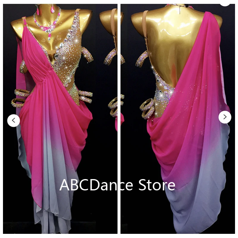 

Платье для латиноамериканских танцев, стильный костюм для соревнований, пикантная одежда для латиноамериканских танцев с градиентными цветами