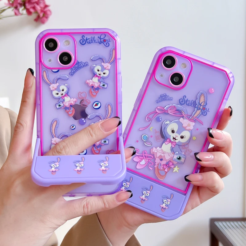

Disney Stellalou Cute Cartoon Bracket Phone Cases For iPhone 13 12 11 Pro Max XR XS MAX X Lady Girl Shockproof Soft Shell Gift