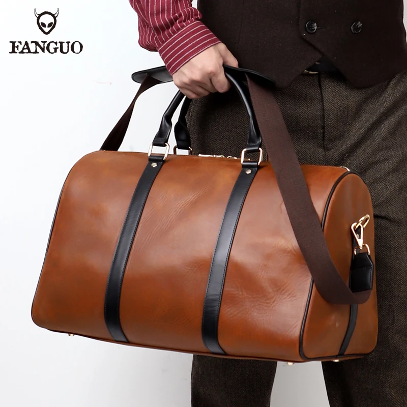 Fashion Genuine Leather Travel Bags Fitness Handbag Leather Shoulder Bag Business Large Travel Tote Luggage Bag Male/Female