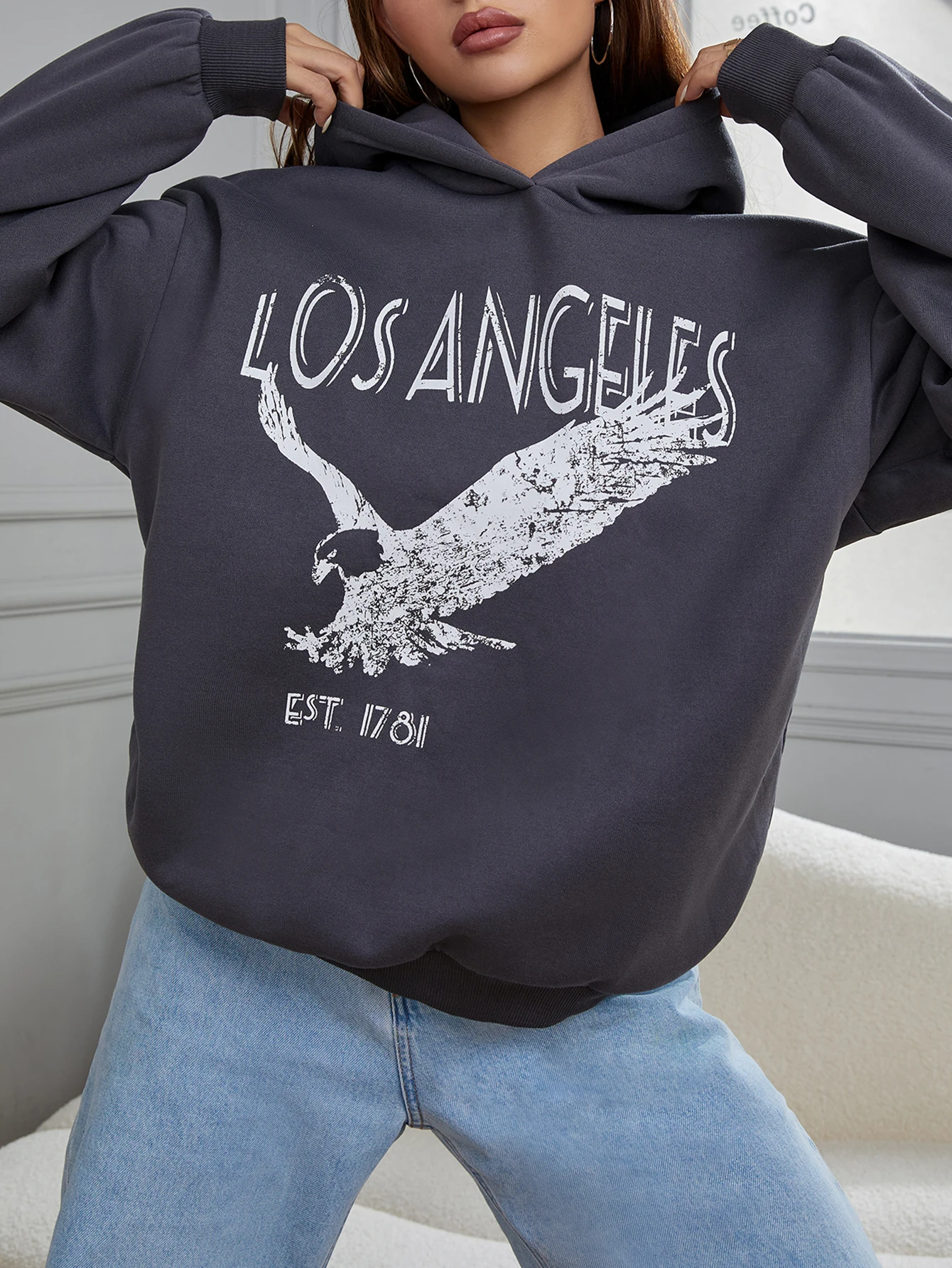 Женская повседневная толстовка с капюшоном на весну/осень повседневный стиль