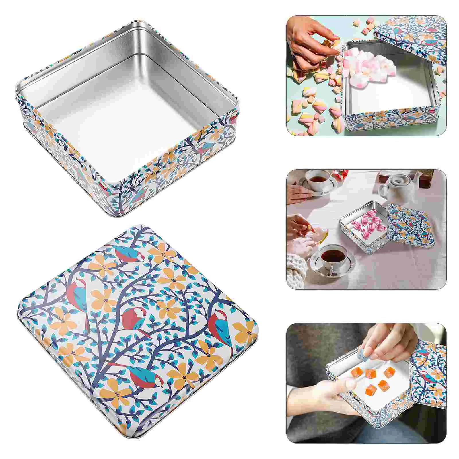 

Candy Tin Box Snack Case Tinplate Empty Decorative Gift Multi-functional Storage Container Wrapping Toiletry Containers
