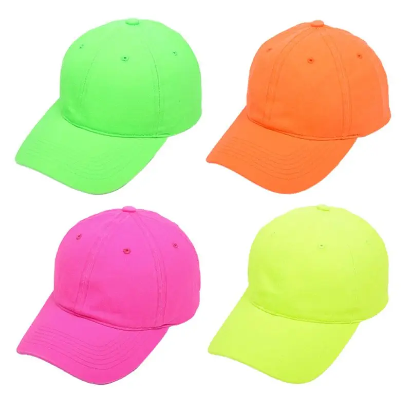 Unisex Fluorescent Neon Safety Baseball Bright Solid Color High Visibility Outdoor Sunscreen Hip Hop Snapback Hat