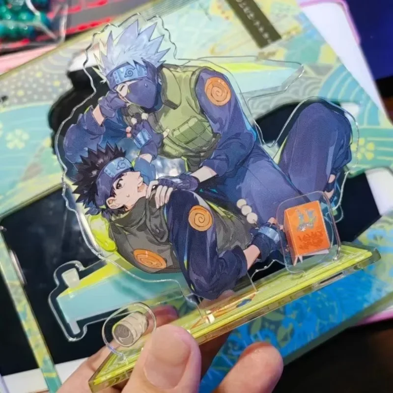 Фото Акриловая фигурка-подставка NARUTO: Учиха Обито и Хатаке Какаши, аниме-атрибутика, милые мультяшные персонажи, оригинальная двойная фигурка-стенд №3