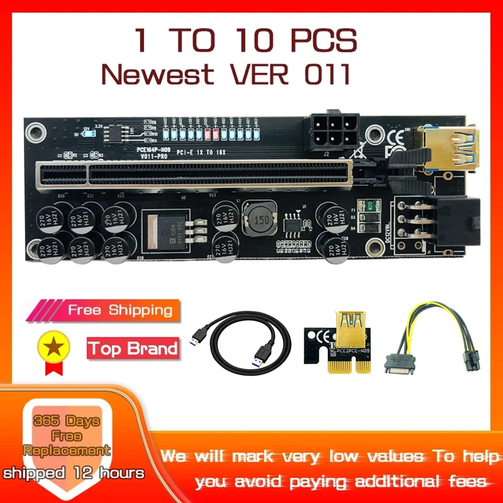 1-10 шт. плата адаптера PCIE Riser PCI Express X16 Extender VER011 USB 3.0 PCI-E VER 011 SATA 15-контактный на