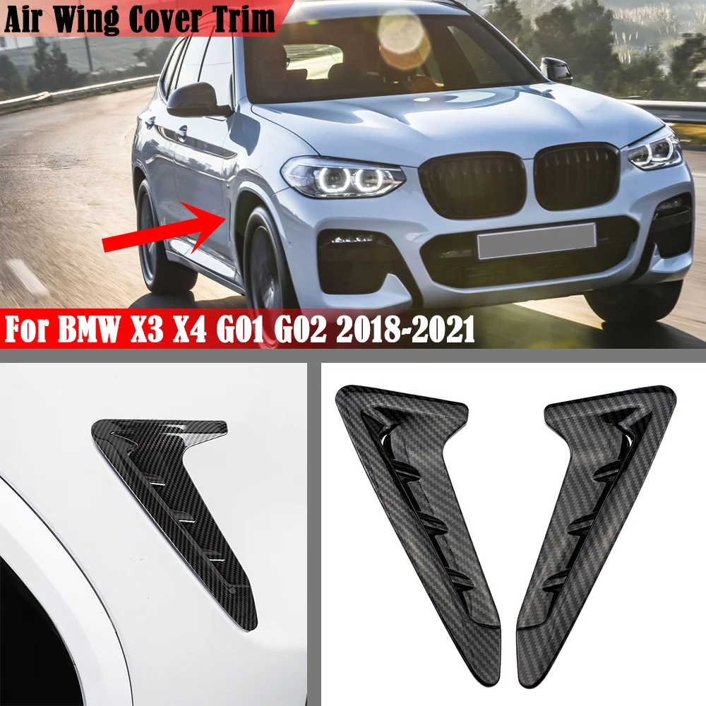 

2x Car Side Fender Vent Cover Fender Decoration For BMW X3 X4 G01 G02 2018-2021 Carbon Look Side Wing Air Vent Intake Cover Trim