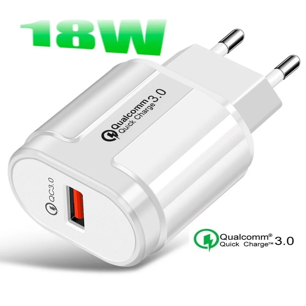 

Быстрая зарядка для телефона (18W/QC3.0A) / Сетевой блок питания / Зарядное устройство / Скоростной адаптер / цвет белый