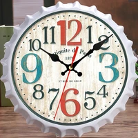 vintage beer cover style wall clock antique clock industrial country farmhouse style 14 inch quartz battery round wall clock