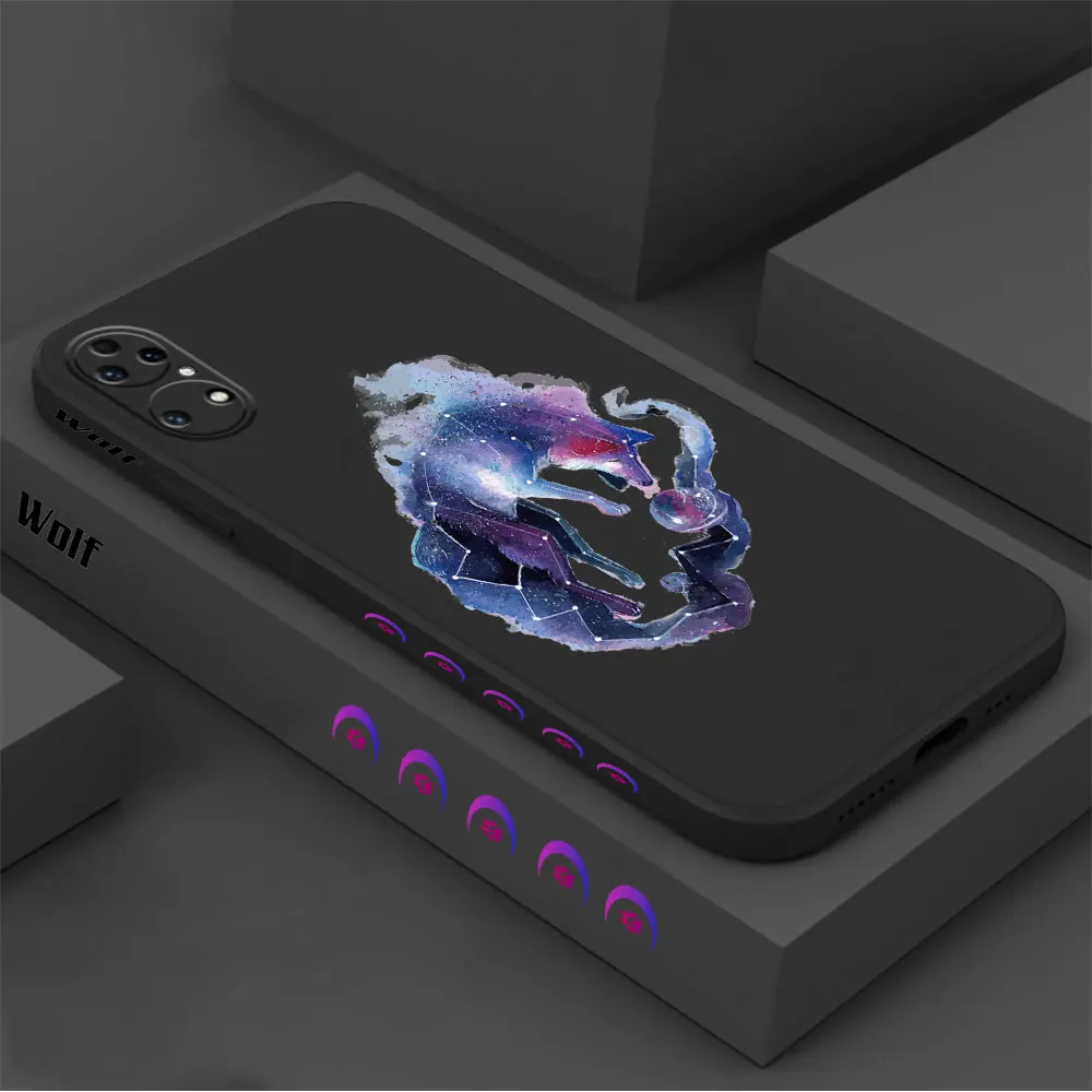Watercolor Wolf Phone Case For Huawei P60 P50 P40 P30 P20 Mate 50 40 30 20 20X 10 Colour Liquid Silicone Cover Funda Cqoue Capa