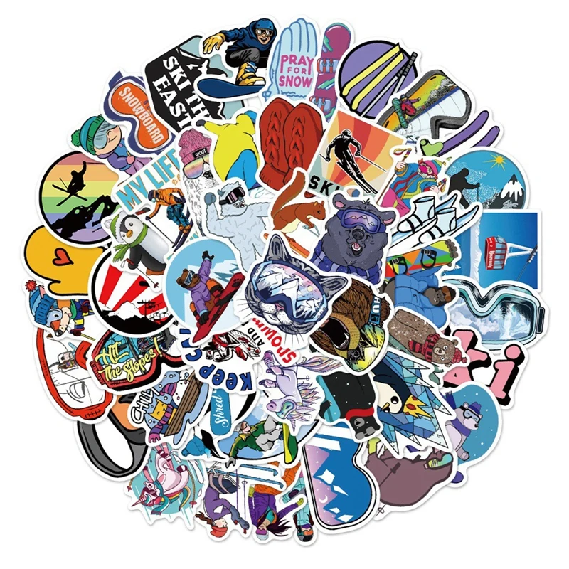 

50PCS Outdoor Ski Sports Graffiti Sticker Helmet Laptop Guitar Skate Bike PVC Cartoon Sticker Wholesale