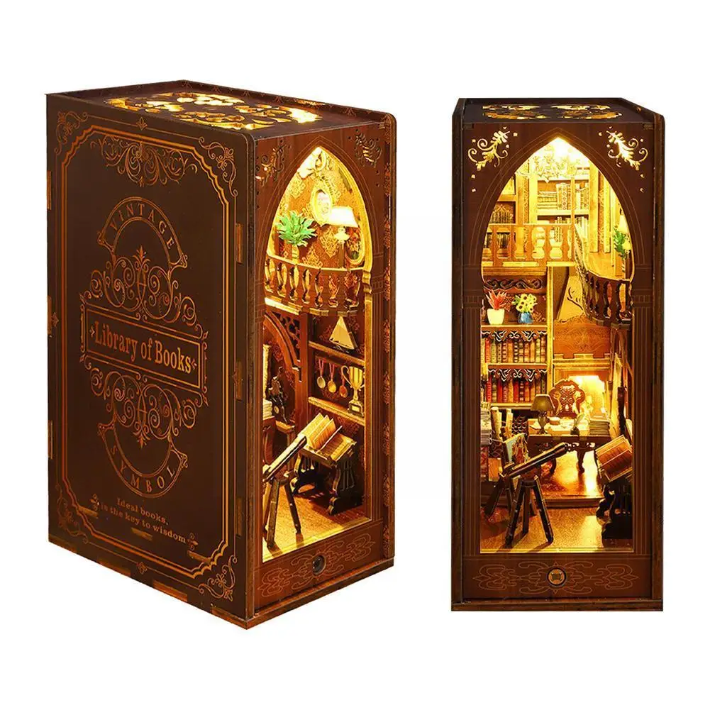 

DIY Wooden Book Nook DIY Miniature House Kit With Furniture And Book Bookstore Model Light Shelf Insert Eternal Kits I3E2