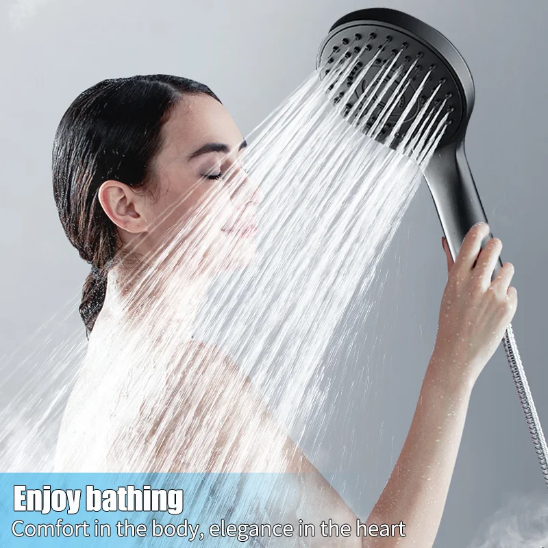 Zhang JI  7 Modes Adjustable High Pressure Water Saving Black Bath Shower Head  Handheld Showerhead Bathroom Accessories