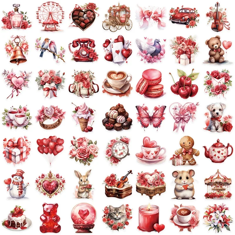 Фото 50 шт. Kawaii Red Love наклейка для домашних животных эстетическое украшение канцелярские принадлежности для скрапбукинга DIY ручные бухгалтерские принадлежности для детей №2