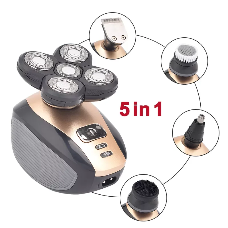 

Electric for Men Bald Head Shaver 5 in 1 Electric Shaver Kit Cordless Hair Clippers Nose Hair Trimmer Waterproof USB Rechargeabl