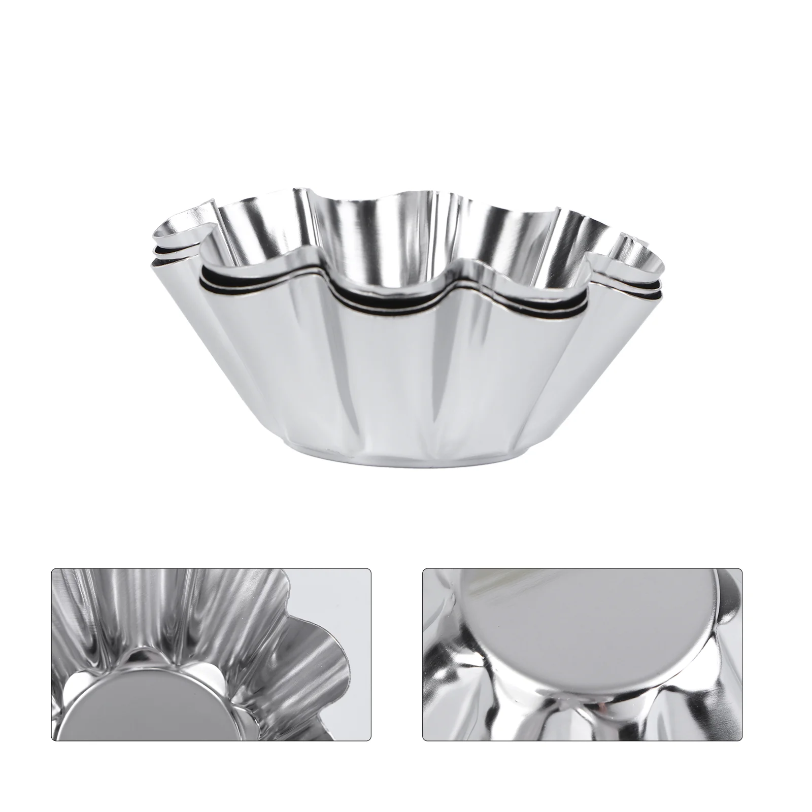 

6Pcs Delicate Stainless Steel Useful Tart Pans Flower Reusable Cupcake Muffin Baking Cup Mold for Kitchen(Silver)