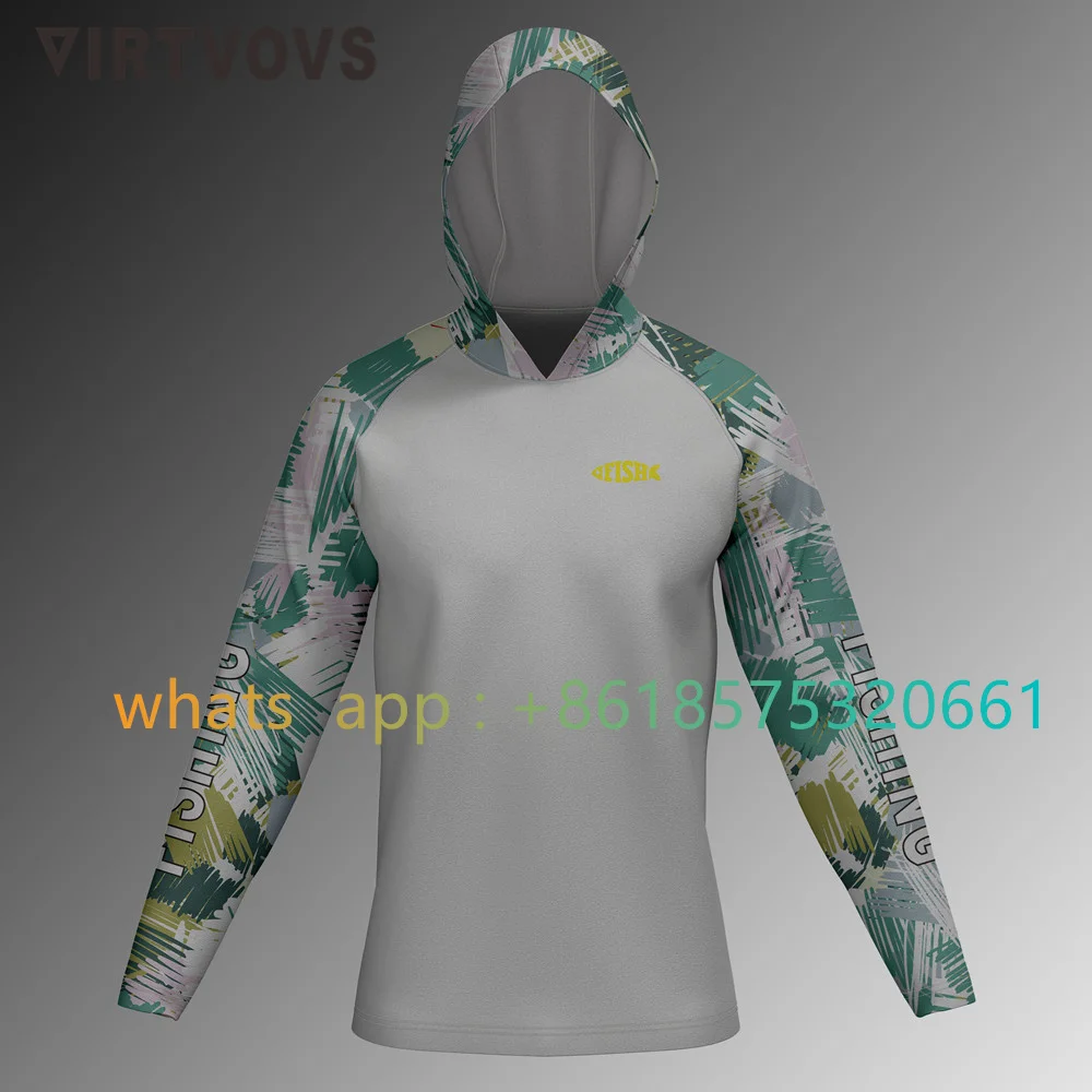 Pro Fishing Apparel Summer Outdoor Men Long Sleeve T Shirt Fish Shirt Sun Protection Breathable Hooded Angling Clothing 2023 New
